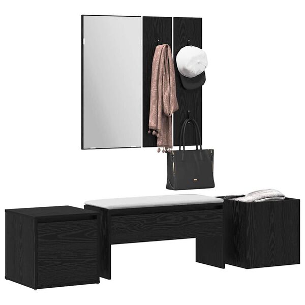 vidaXL Esikum&ouml;&ouml;blikomplekt Seinale kinnitatav peegliga 6 pcs Tehispuit