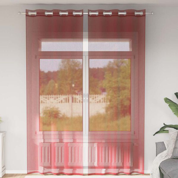 vidaXL Voile kardinad koos rõngastega 2 tk Wine Red
