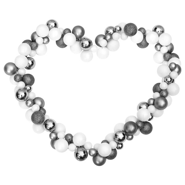 vidaXL jõulukuulidest vanik, valge ja hall, 175 cm, polüstüreen