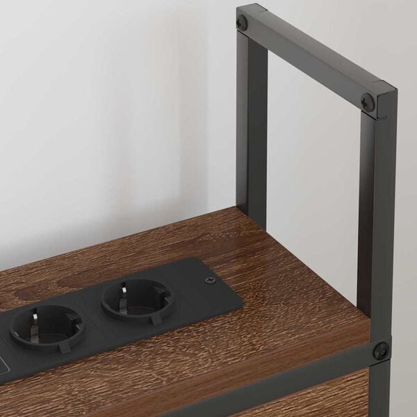 vidaXL S&auml;ilitusega peatoed laadimisjaamaga Pruun tamm 102 x 15 x 98 cm