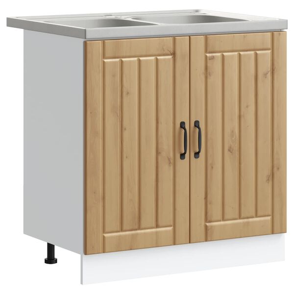 vidaXL Valamu aluskapp ladustamisega Lucca 2 pcs K&auml;sit&ouml;&ouml;puu Tehispuit