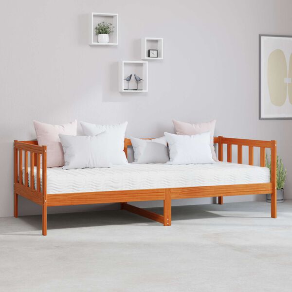 vidaXL P&auml;evavoodi madratsiga peaga Vaha Pruun ja Valge 90 x 200 cm