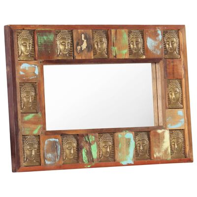 vidaXL peegel Buddha piltidega, 80 x 50 cm, taastatud puit