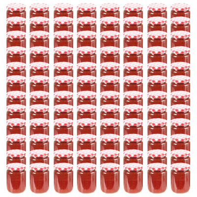 vidaXL klaasist moosipurgid valge ja punase kaanega 96 tk, 230 ml