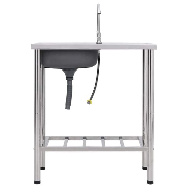 vidaXL matkavalamu &uuml;he kraanikausiga, kraaniga, roostevaba teras