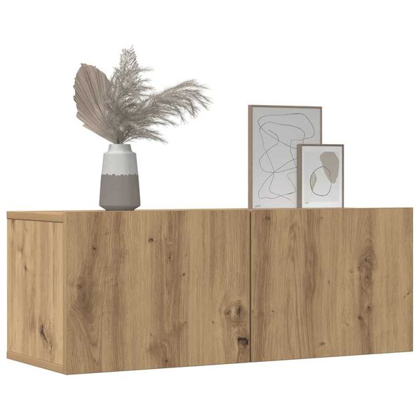 vidaXL 2-osaline seinale paigaldatav telerikapi komplekt Artisian Oak