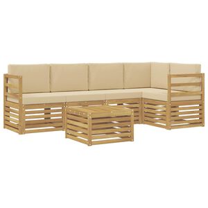 vidaXL V&auml;li diivanikomplekt 6 pcs Valge ja Beez 59 x 59 x 37 cm