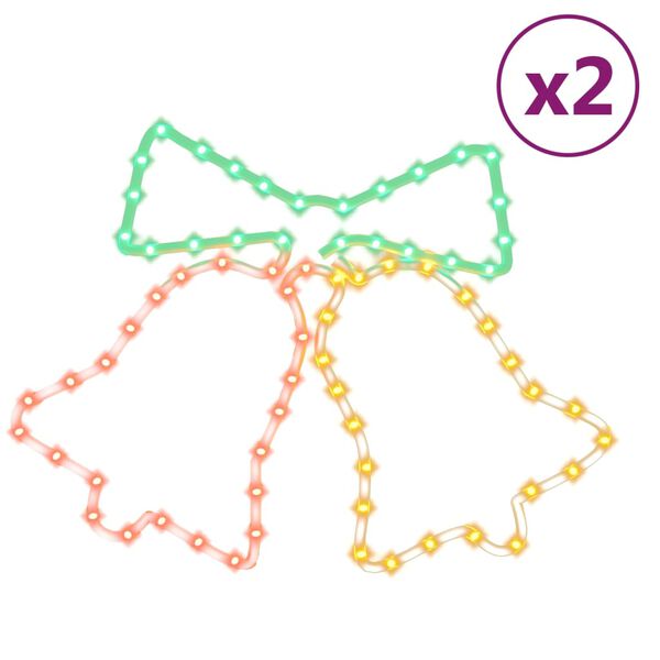 vidaXL j&otilde;ulukellade figuur 72 LEDiga, 2 tk, 50x56 cm