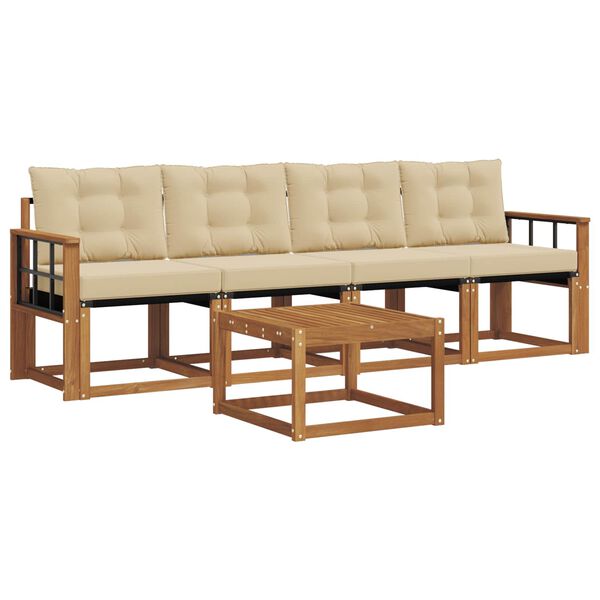 vidaXL V&auml;li diivanikomplekt padjaga 5 pcs Looduslik ja beež