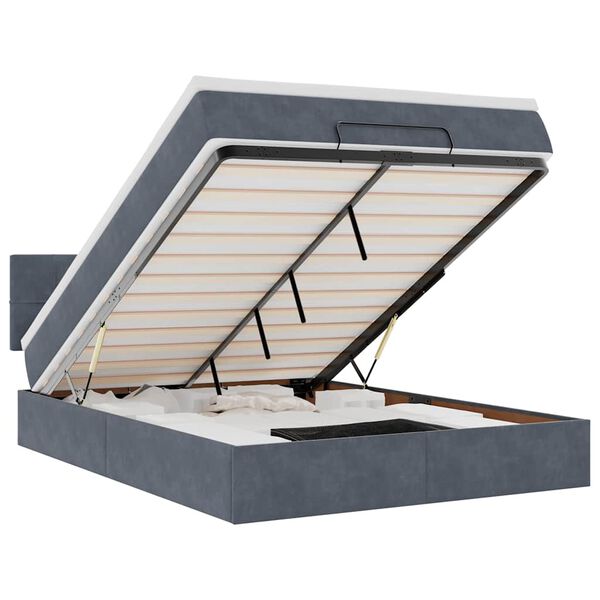 vidaXL ottomani voodi madratsiga, tumehall, 140x200 cm, samet