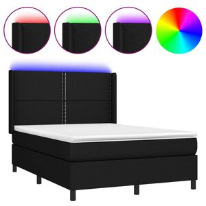 vidaXL kontinentaalvoodi madrats ja LED, must, 140x190 cm, kangas