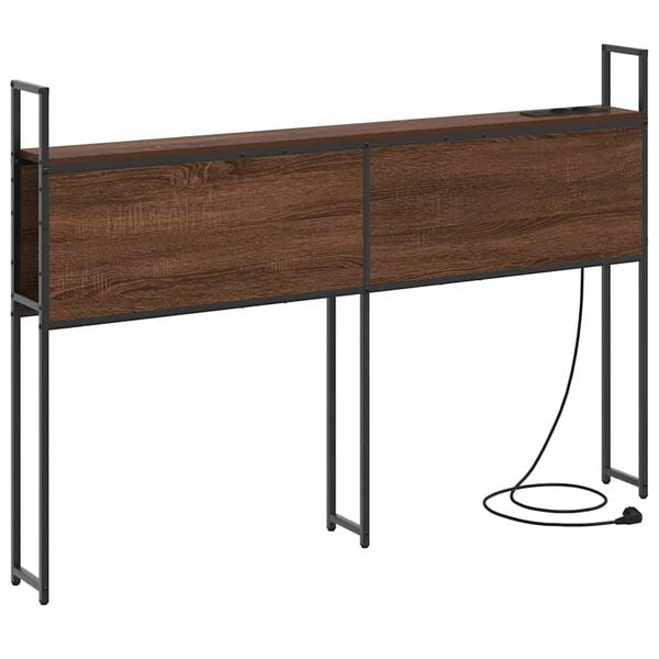 vidaXL S&auml;ilitusega peatoed laadimisjaamaga Pruun tamm 138 x 15 x 98 cm