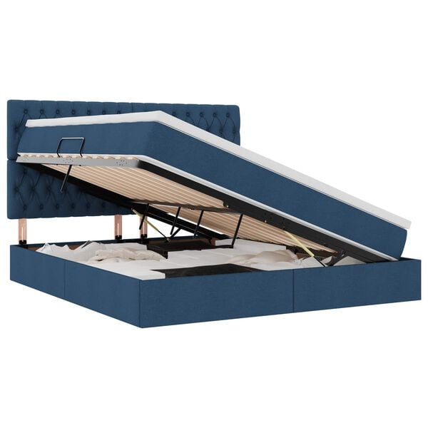 vidaXL Voodi hoiukohaga ja madratsiga Sinine 180 x 200 cm Pol&uuml;ester