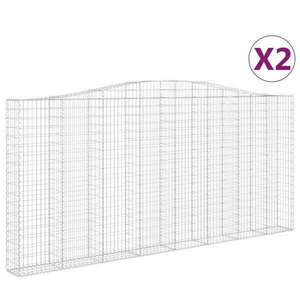 vidaXL kaarekujulised gabioonkorvid 2 tk, 400x30x180/200 cm, raud