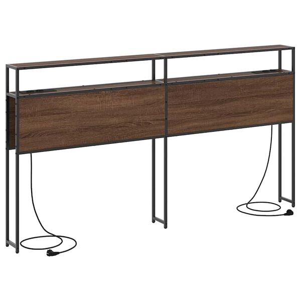 vidaXL Hoiustamispeatoe riiuliga peaga Pruun tamm 200 cm Tehispuit