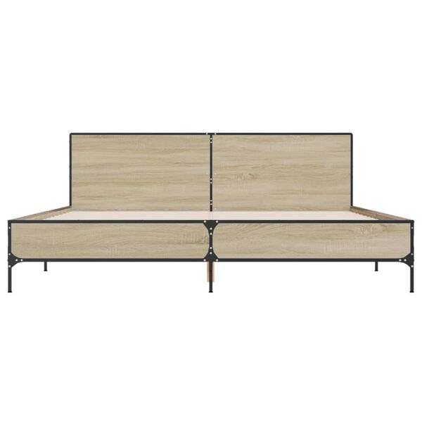 vidaXL voodiraam, Sonoma tamm, 200 x 200 cm, tehispuit ja metall