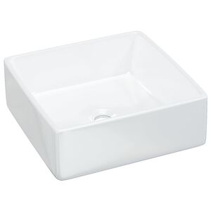 vidaXL valamu, valge, 37x37x13 cm, keraamiline, kandiline