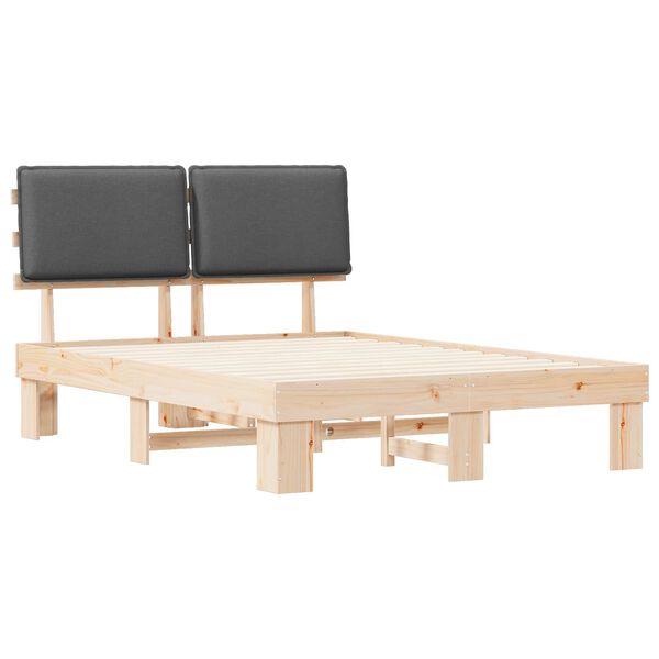 vidaXL Voodiraam Pehme Peatoega peaga Tumehall 160 x 200 cm Tahke m&auml;nd