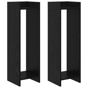 vidaXL Taimede alus riiuliga Must Tamm 30 x 30 x 100 cm T&ouml;&ouml;deldud puit
