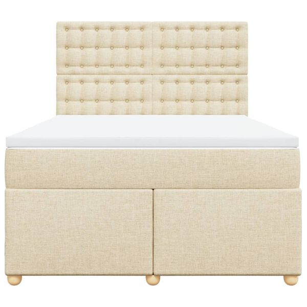 vidaXL kontinentaalvoodi madratsiga, kreemjas, 160x200 cm, kangas