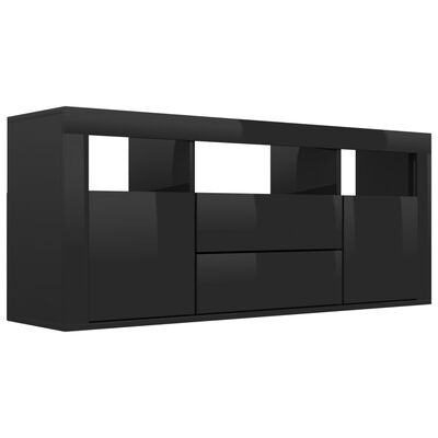 vidaXL telerikapp, kõrgläikega must, 120 x 30 x 50, puitlaastplaat