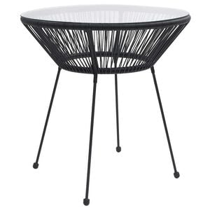 vidaXL aia s&ouml;&ouml;gilaud, must, &Oslash;70x74 cm, klaas ja rotang