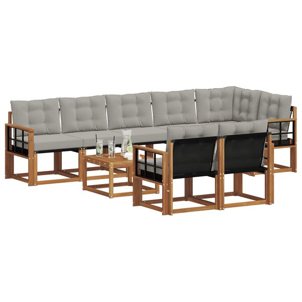 vidaXL V&auml;li diivanikomplekt padjaga 9 pcs Looduslik ja Hele Hall