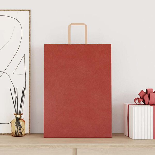 vidaXL paberkotid, 50 tk, k&auml;epidemetega, punane, 32x17x44 cm