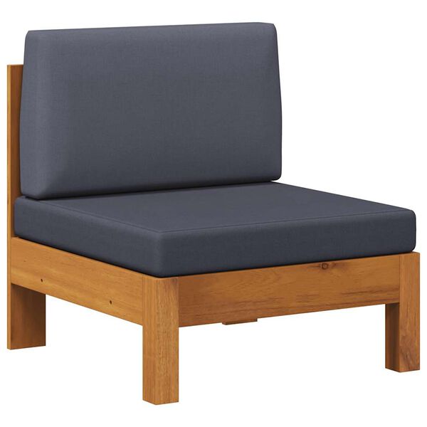 vidaXL keskmine diivan, tumehallide istmepatjadega, akaatsiapuit