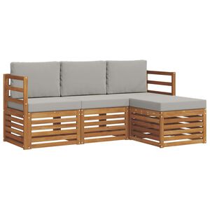 vidaXL V&auml;li diivanikomplekt padjaga 4 pcs Looduslik ja Hele Hall