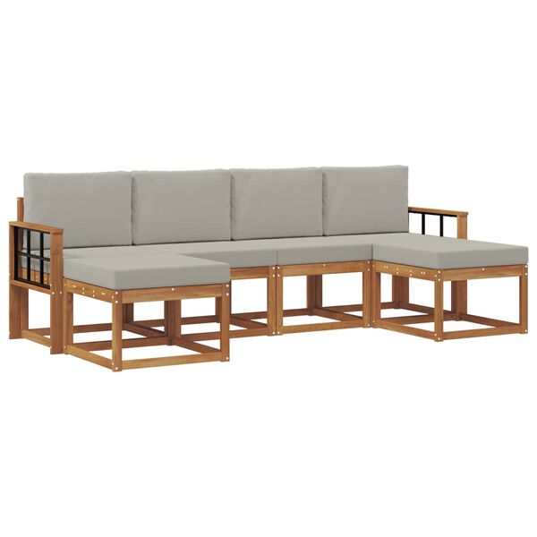 vidaXL V&auml;li diivanikomplekt padjaga 6 pcs Looduslik ja Hele Hall