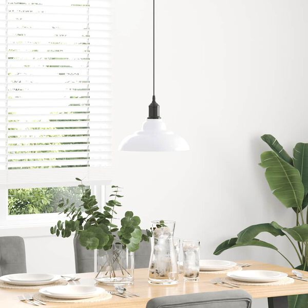 vidaXL rippvalgusti kõrgus reguleeritav E27 läikiv valge Ø 31 cm