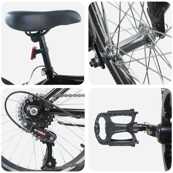 vidaXL Laste Bike 20 Tolli 6-Speed vanuses 6-11 aastat Must