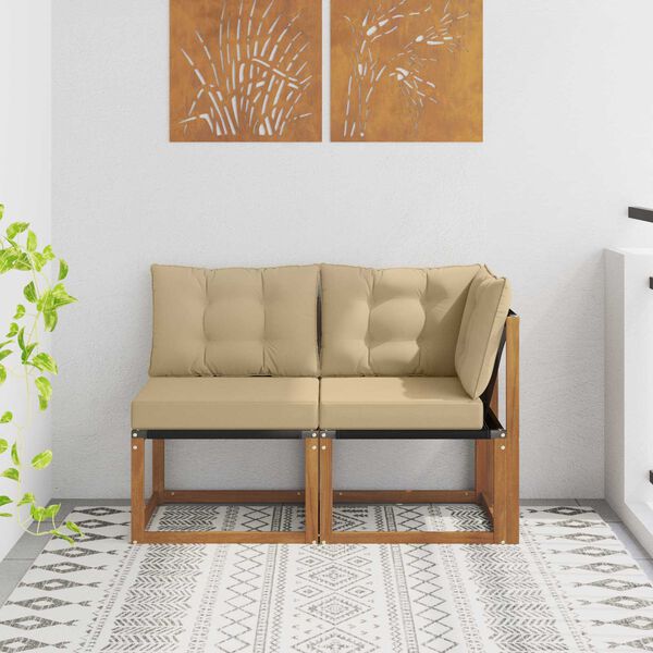 vidaXL Aed ja nurga diivan padjaga 2 T&uuml;kk Neutraalne