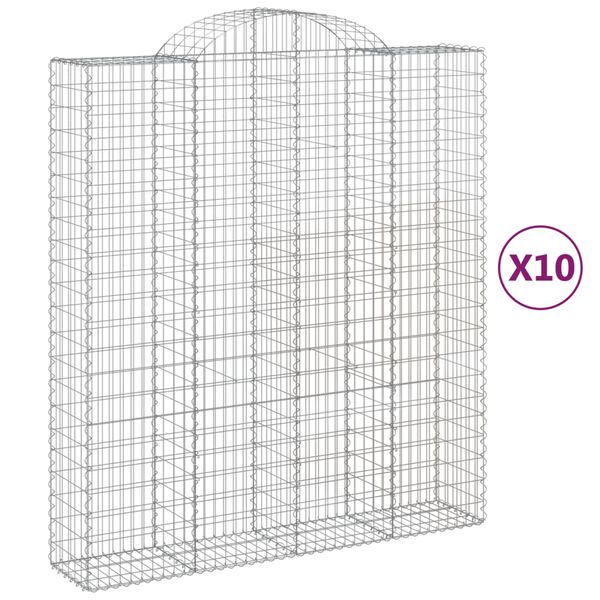 vidaXL kaarekujulised gabioonkorvid 10 tk, 200x50x220/240 cm, raud