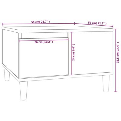 vidaXL kohvilaud, kõrgläikega valge, 55x55x36,5 cm, tehispuit