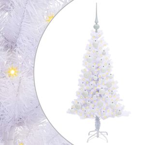 vidaXL Tehisj&otilde;ulupuu koos 150 LED-iga Valge 120 cm PVC ja teras