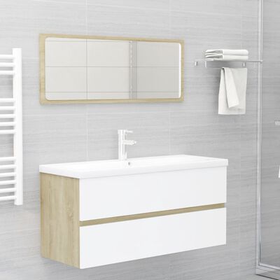 vidaXL 2-osaline vannitoamööblikomplekt, valge, Sonoma, puitlaastplaat