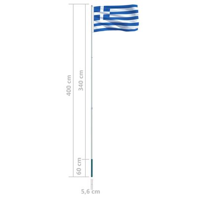 vidaXL Kreeka lipp ja lipumast, alumiinium, 4 m