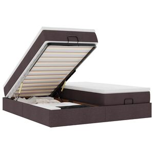 vidaXL Ottomani voodiraam madratsitega, tumepruun, 200x200cm, kangas