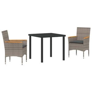 vidaXL Aia s&ouml;&ouml;gilaudade komplekt padjaga 3 pcs Hall pol&uuml;rotang