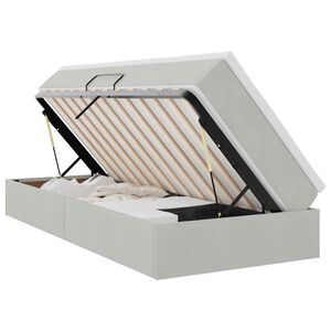 vidaXL Voodi hoiukohaga ja madratsiga Helehall 90 x 200 cm Samet