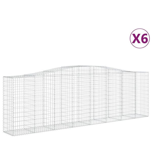vidaXL kaarekujulised gabioonkorvid 6 tk, 400x50x120/140 cm, raud