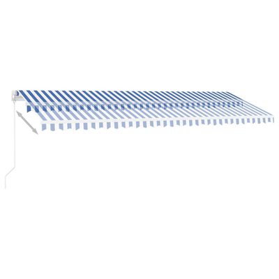 vidaXL iseseisev käsitsitõmmatav varikatus, 500 x 300 cm, sinine/valge