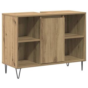 vidaXL Vannitoa kapp riiuliga K&auml;sit&ouml;&ouml;puu 80 x 33 x 60 cm Tehispuit