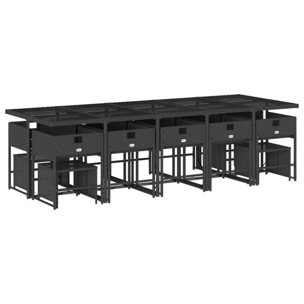 vidaXL 15-osaline aia s&ouml;&ouml;gim&ouml;&ouml;bli komplekt patjadega, must, pol&uuml;rotang