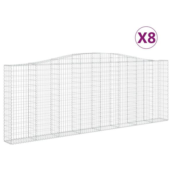 vidaXL kaarekujulised gabioonkorvid 8 tk, 400x30x140/160 cm, raud