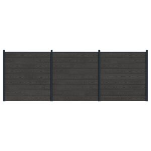 vidaXL Aiapaneel 3 pcs WPC ja Alumiinium Must