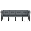 vidaXL 4-osaline aiamööbli komplekt patjadega, must/hall, polürotang