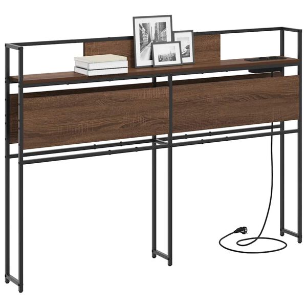 vidaXL Hoiustamispeatoe riiuliga peaga Pruun tamm 135 cm Tehispuit